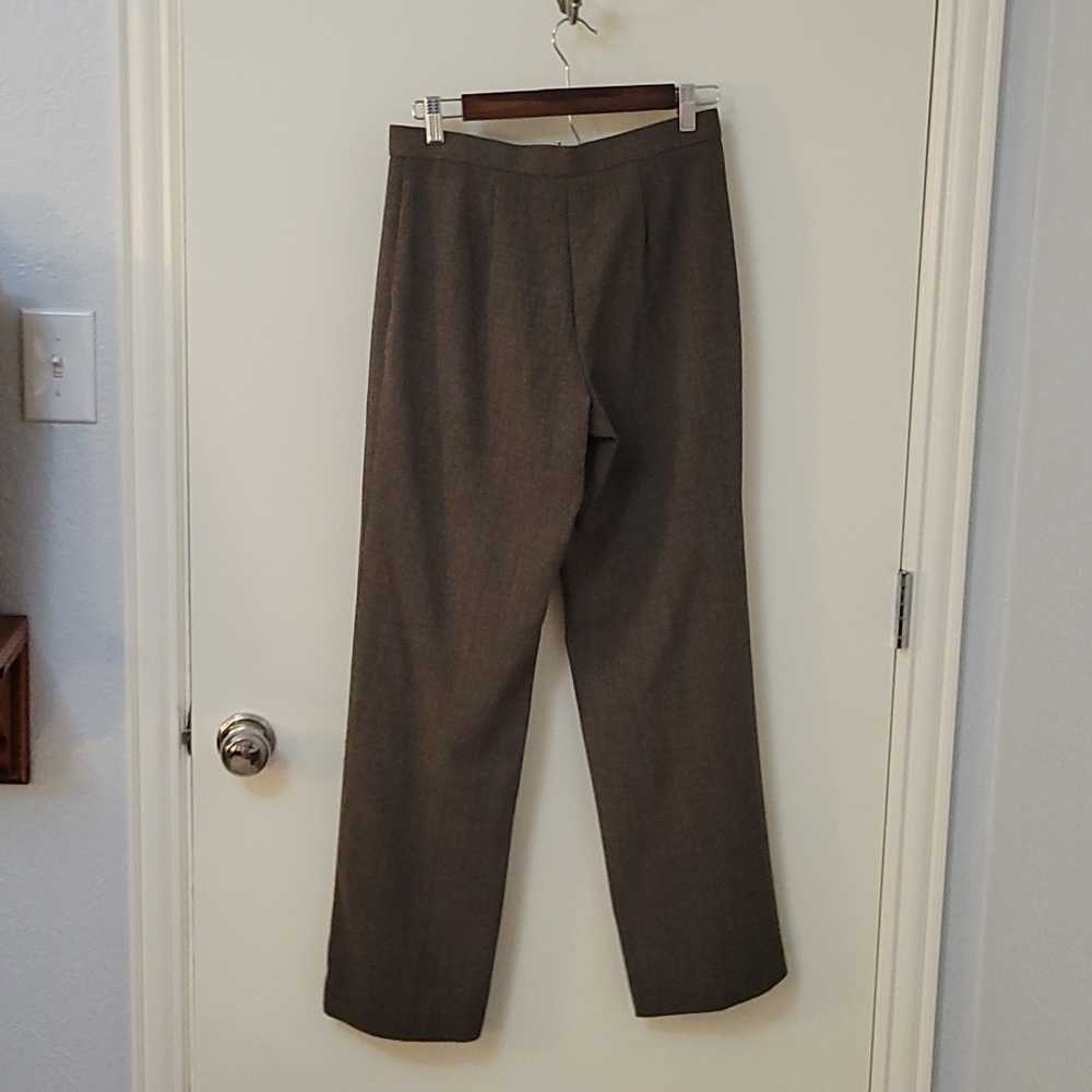 SAG HARBOR 1990s Brown Plaid Midrise Poplin Flat Front Dress Pants - Picture 5 of 12